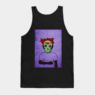 Rembrandt - Dark-Eyed Male Character with Mexican Mask and Waves Background Tank Top